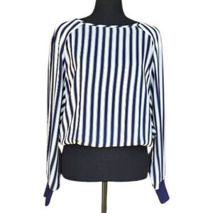 Levanté Vintage Silk Vertical Stripe Blouse Medium